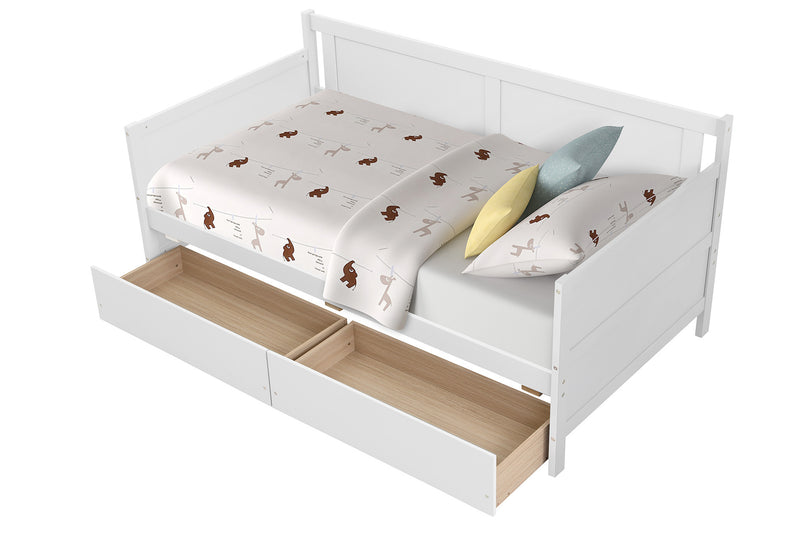 Daybed with two drawers, Twin size Sofa Bed, Two Storage Drawers for Bedroom,Living Room ,White(New SKU:W504P149045)