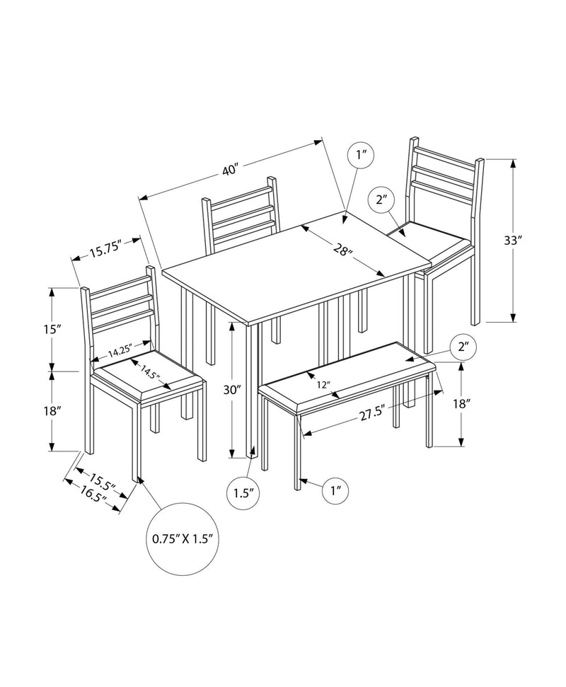 Dining Set, 5 Pieces Set, Rectangular, Small, Contemporary & Modern