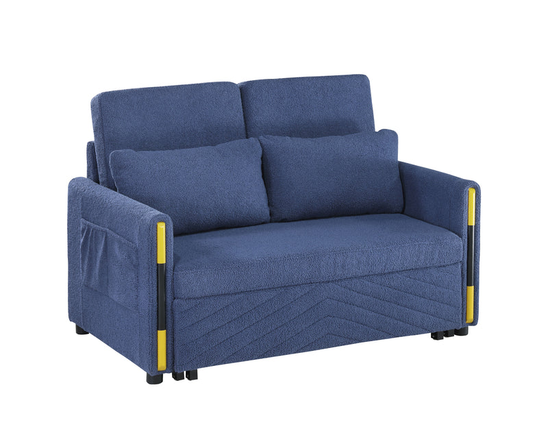 Percy - Teddy Velvet Sleeper Loveseat With Dual-Pull Sleeper Design