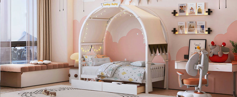 Bed With Arched Roof And 2 Drawers