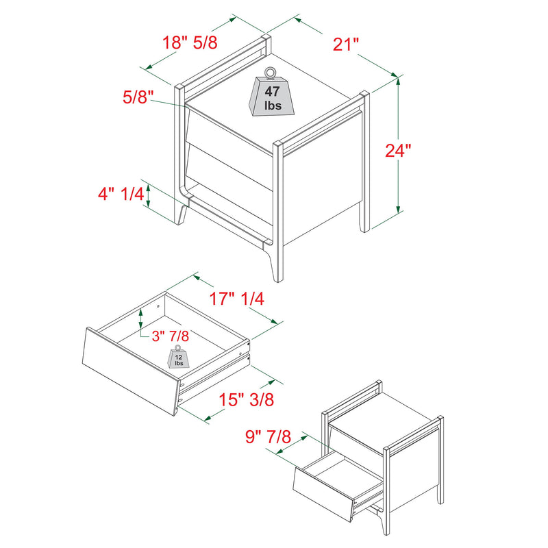 Scandi - Angle Face Solid Wood Nightstand - Caramel