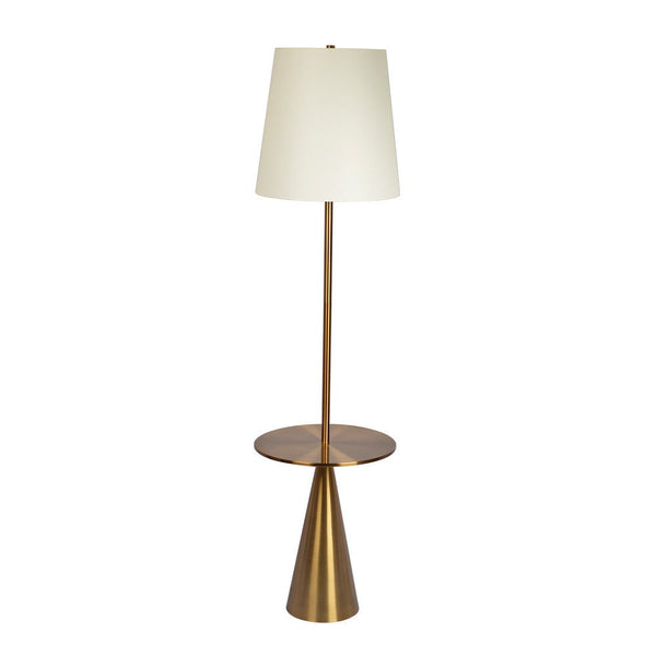 Celestial - Modern Floor Lamp With Accent Table With Large Shade - Gold / White