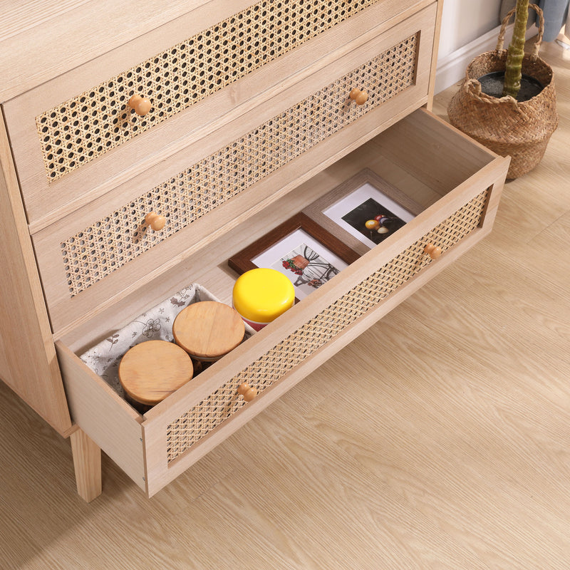 Drawers Rattan Storage Cabinet Rattan Drawer, For Bedroom, Living Room