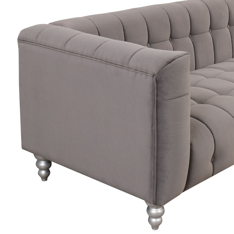 Modern Sofa Dutch Fluff Upholstered Sofa With Wood Legs, Buttoned Tufted Backrest