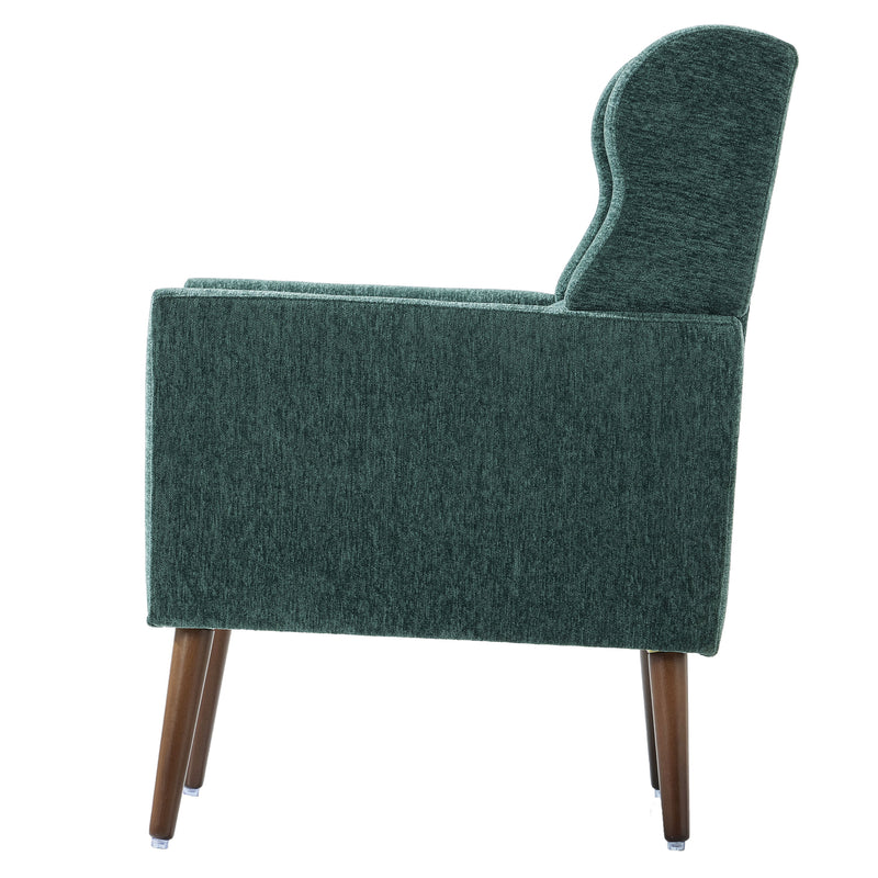 Modern Accent Chair, Chenille Arm Chairs For Living Room, Upholstered Mordern Armchair, Comfy Soft Padded Lounge Chair In Small Space, Bedroom, With Pillow, Solid Wood Leg