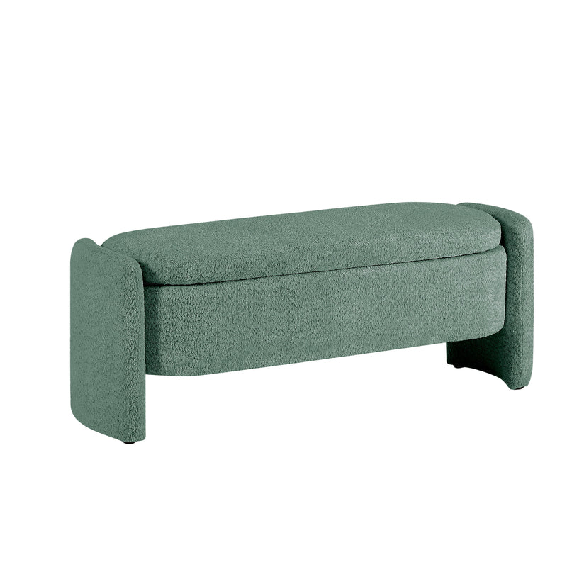 Ottoman Oval Storage Bench, 3D Lamb Fleece Bench With Large Storage Space For The Living Room, Entryway And Bedroom