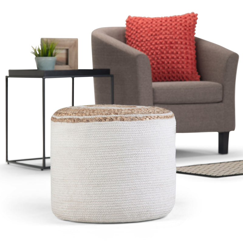 Serena - Handcrafted Round Braided Pouf