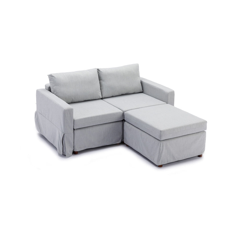 2 Seat Module Sectional Sofa Couch With 1 Ottoman For Living Room, Seat Cushion And Back Cushion Non-Removable And Non-Washable