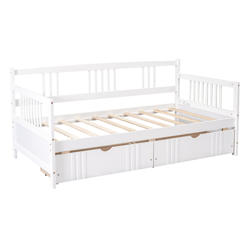 Twin Size Daybed Wood Bed with Two Drawers,White(OLD SKU:LP000057AAK)