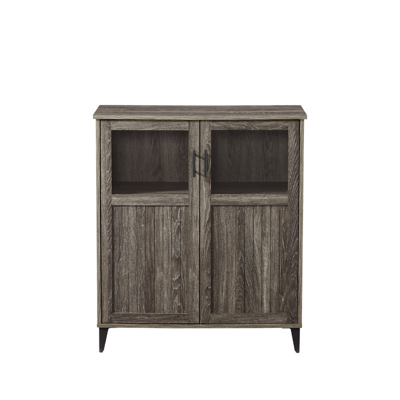 Modern Grooved Door Accent Cabinet - Cerused Ash