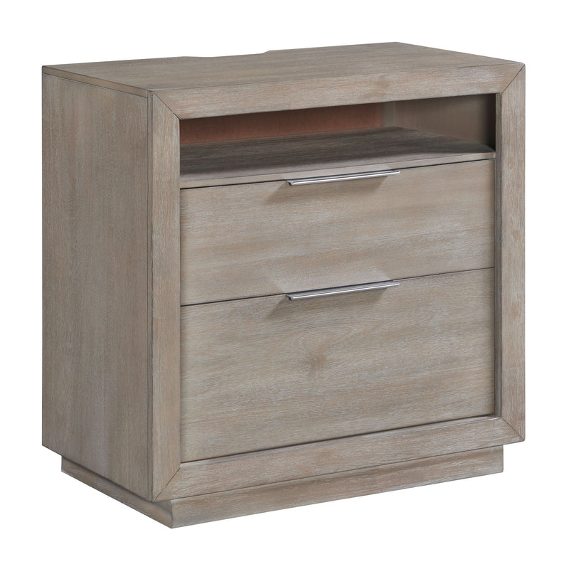 Arcadia - 2-Drawer Nightstand with USB - Grey