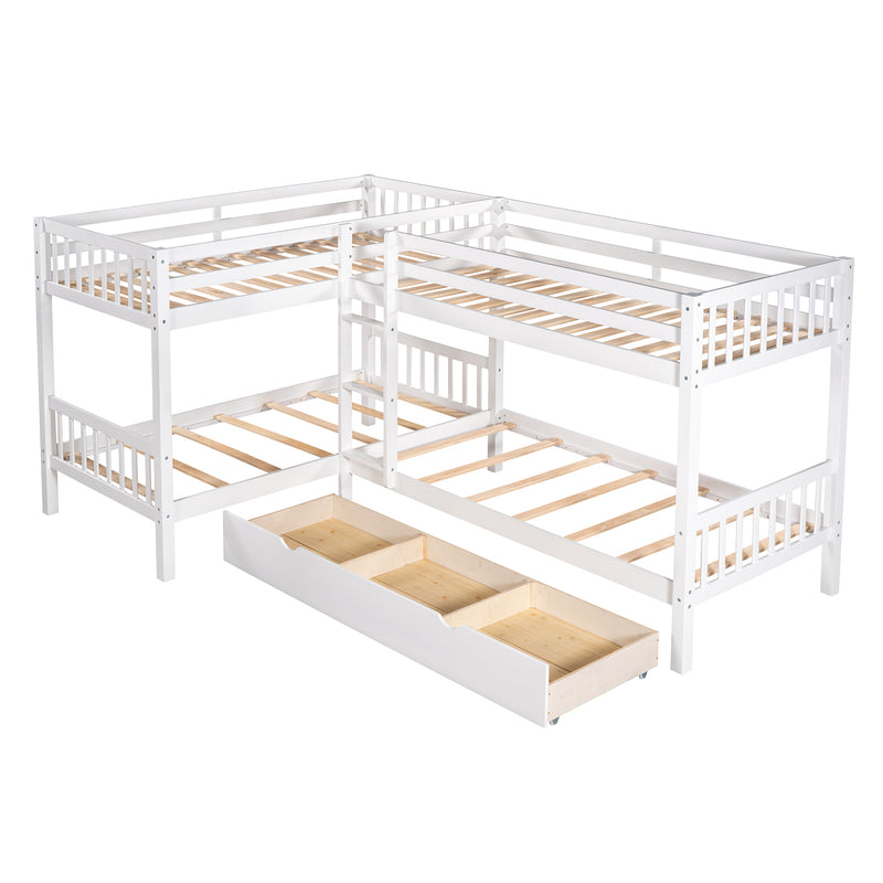 Twin L-Shaped Bunk bed with Drawers-Gray(OLD SKU :LP000038AAK)