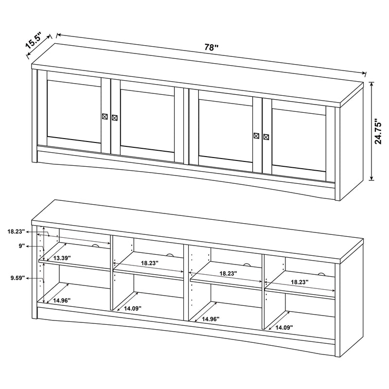 Laughlin - 4 Door Engineered Wood TV Stand - Dark Pine