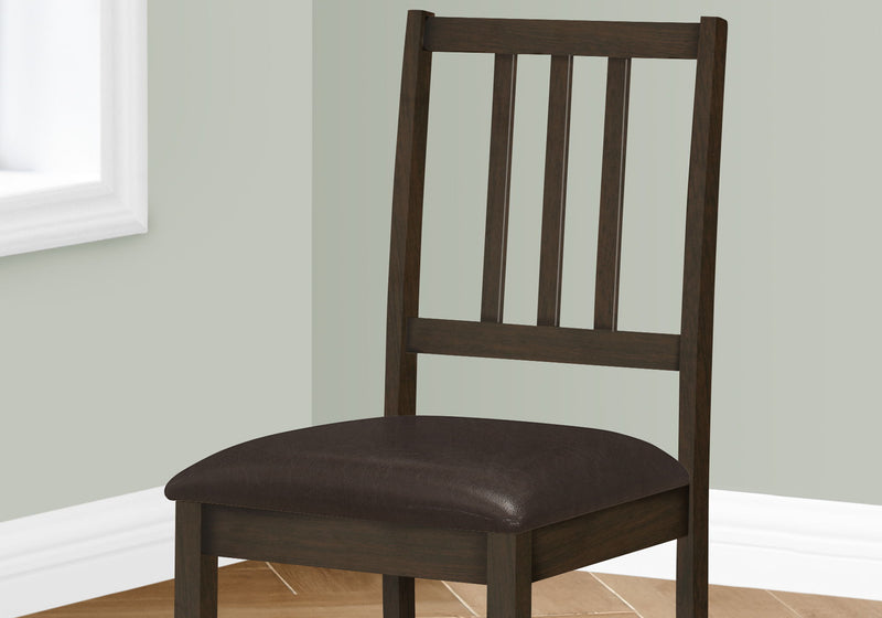 Dining Chair, Side, Upholstered For Dining Room, Transitional (Set of 2) - Brown