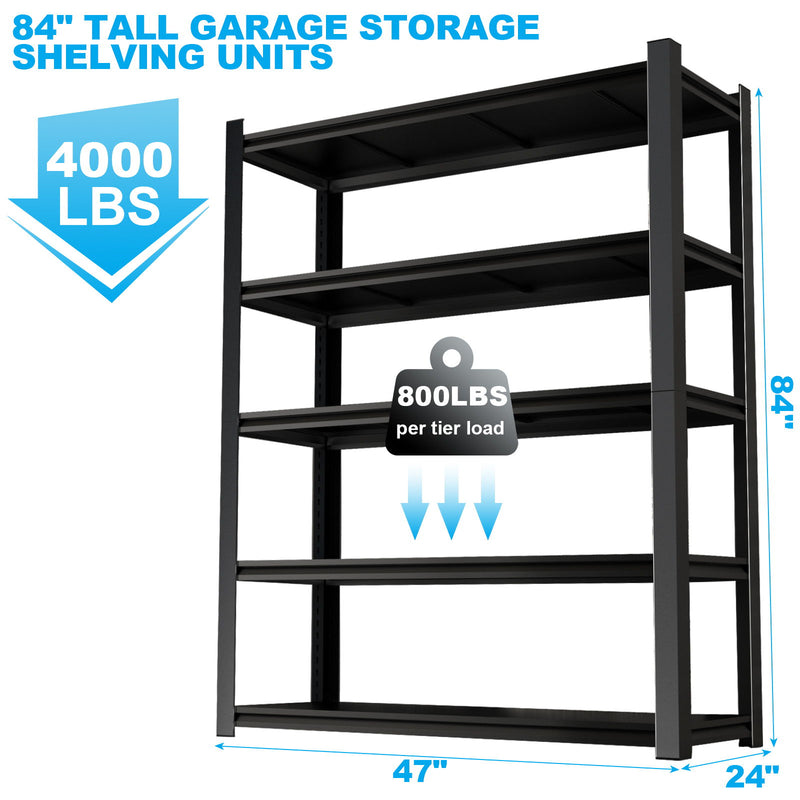 Tall Metal Shelves With Removable Dividers Are High Capacity And Load Bearing For Garages, Kitchens And Offices