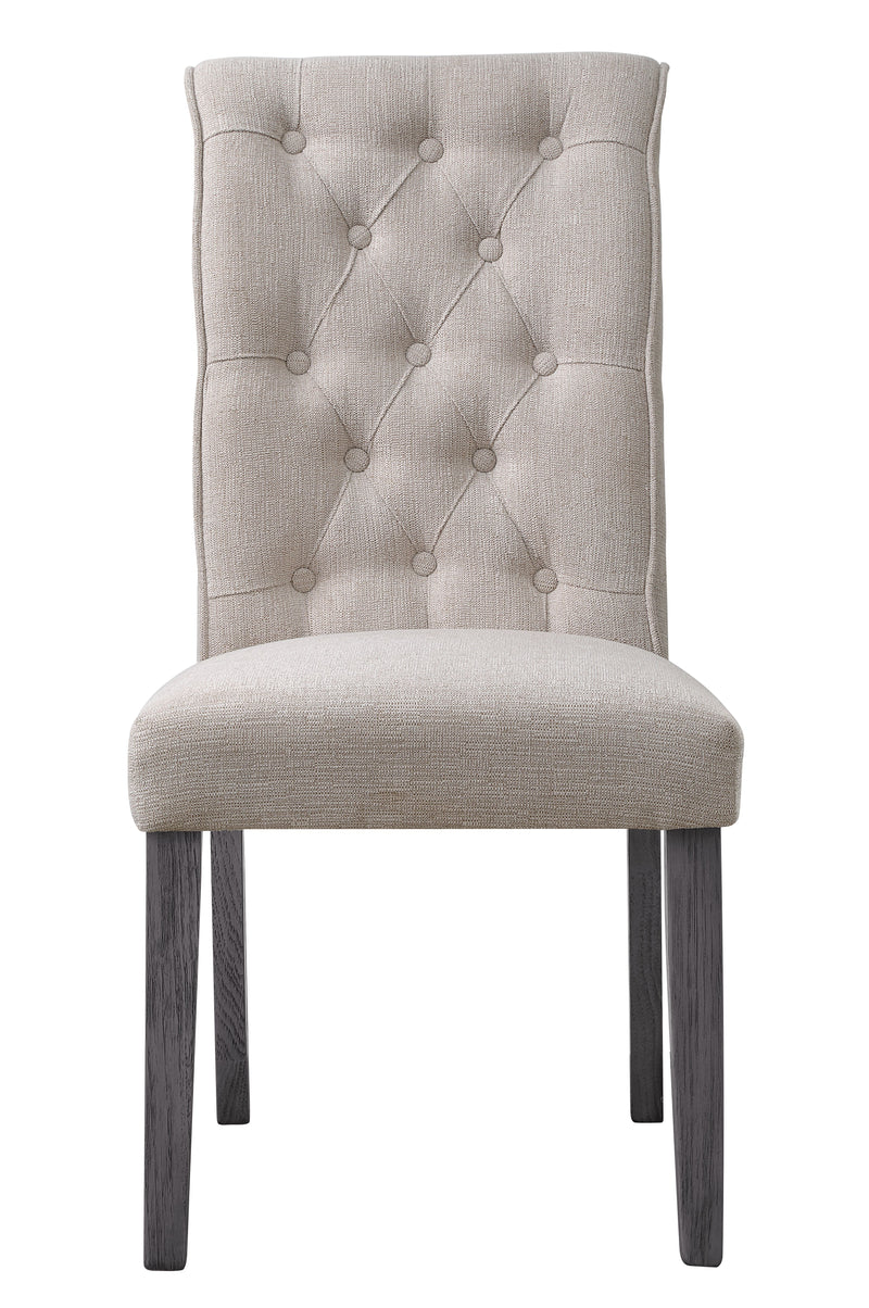 Yabeina - Side Chair (Set of 2) - Beige Linen & Gray Finish