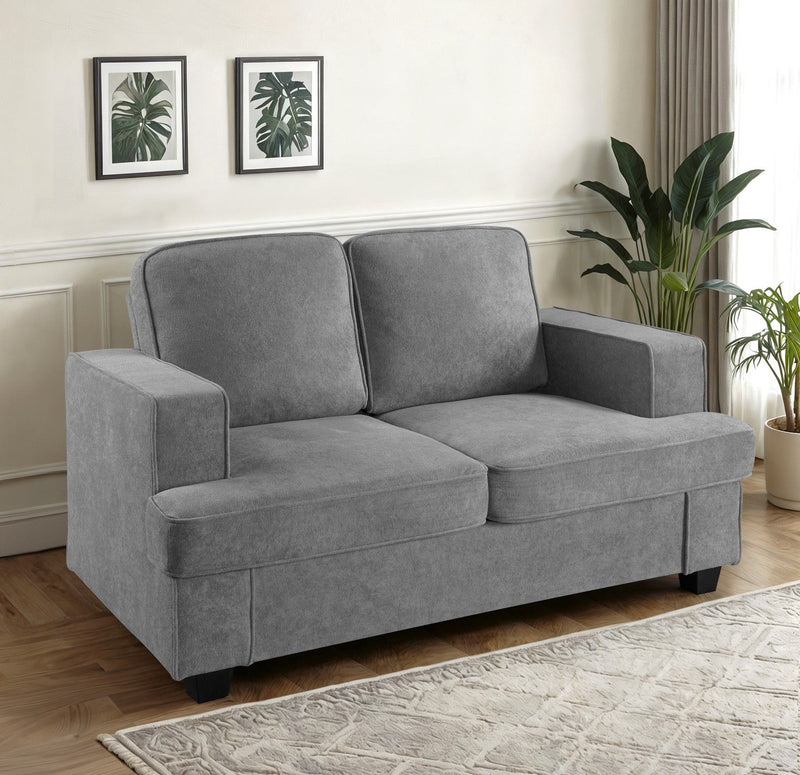 Modern Loveseat, Comfortable 2 Seater Couch With Deep Seating, Loose Back Cushions, Wide Arms