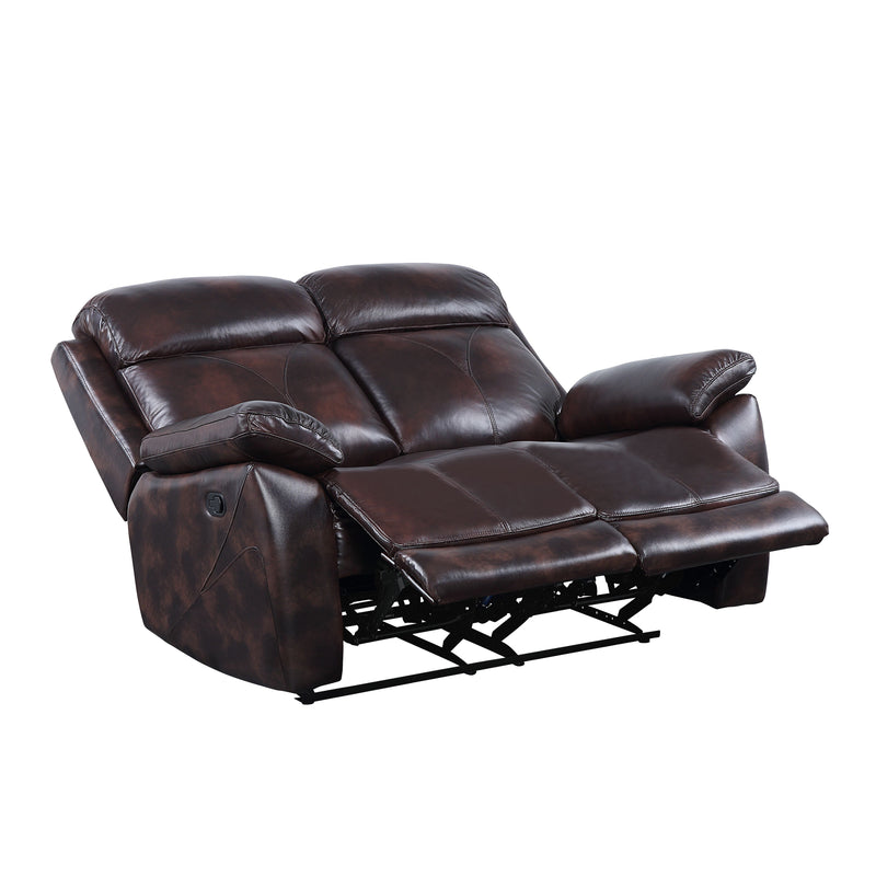 Perfiel - Loveseat - 2 Tone Dark Brown Top Grain Leather