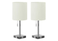 Lighting, Table Lamp, USB Port Included, Nickel, Contemporary (Set of 2)