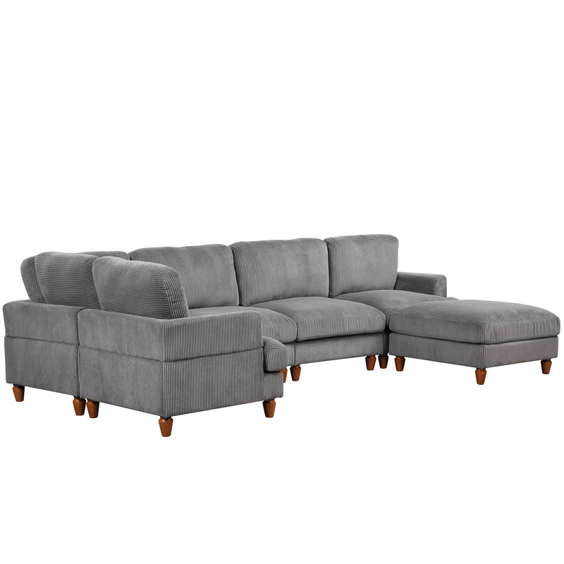 U_Style Modular Sectional Sofa with Ottoman L Shaped Corner Sectional for Living Room, Office, Spacious Space(same sku: WY000336AAE)