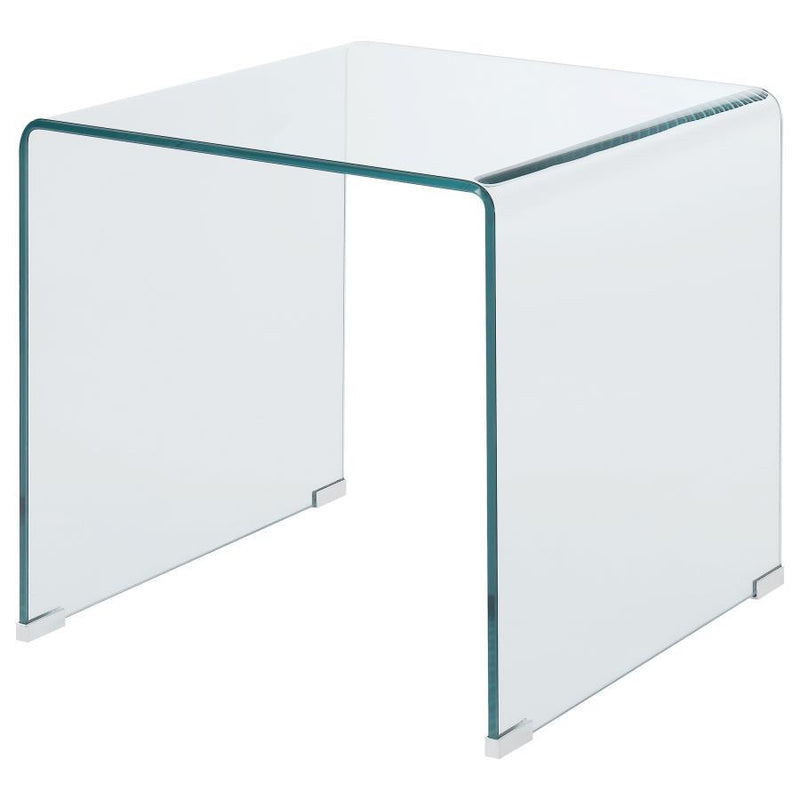 Ripley - Squared Tempered Bent Glass Side End Table - Clear - Atlantic Fine Furniture Inc