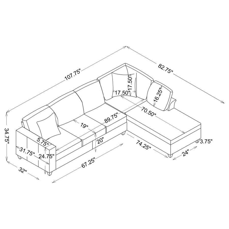 Mccord - Upholstered Track Arm Sectional Sofa - Dark Gray - Atlantic Fine Furniture Inc