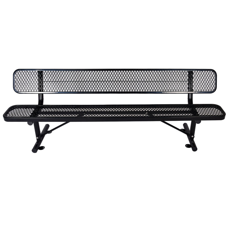 6' Outdoor Steel Bench With Backrest