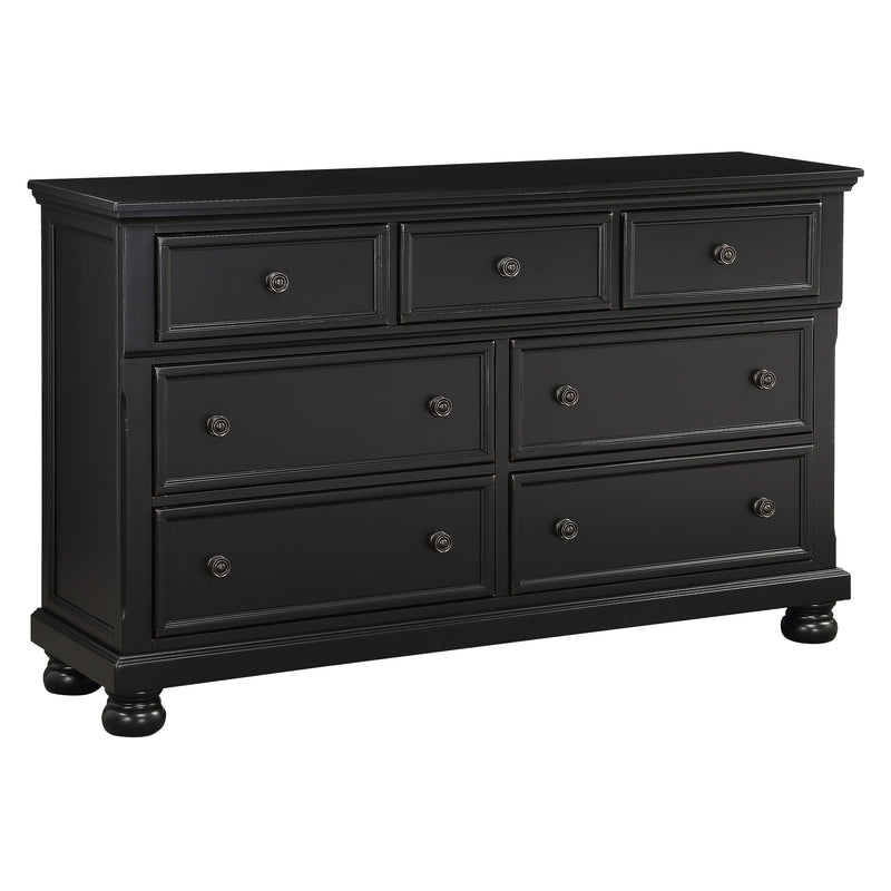 Transitional Black Dresser of 7 Drawers Jewelry Tray Traditional Design Bedroom Wooden Furniture