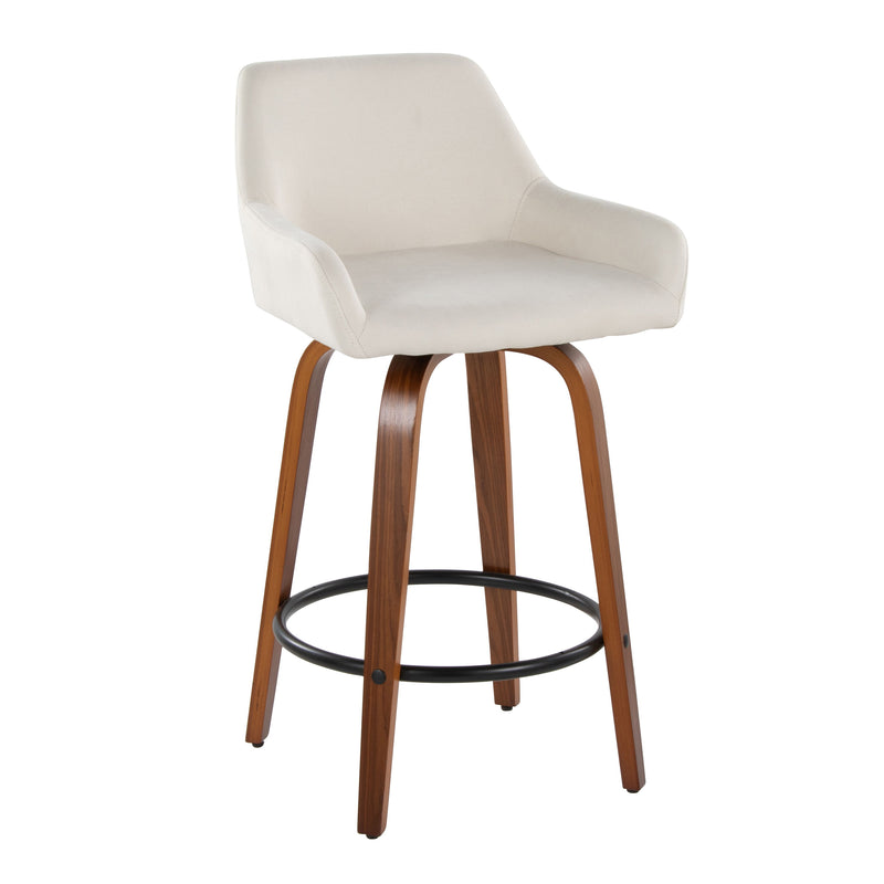 Daniella - Contemporary Fixed Height Counter Stool With Swivel With Round Footrest (Set of 2)