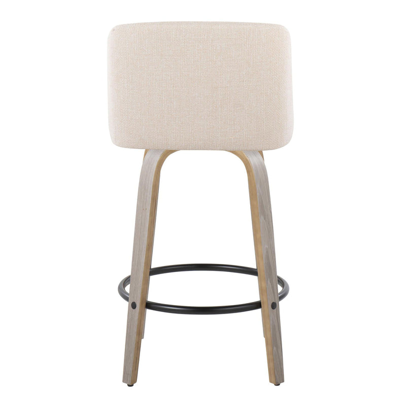 Toriano - Contemporary Fixed Height Counter Stool With Swivel & Round Footrest (Set of 2)