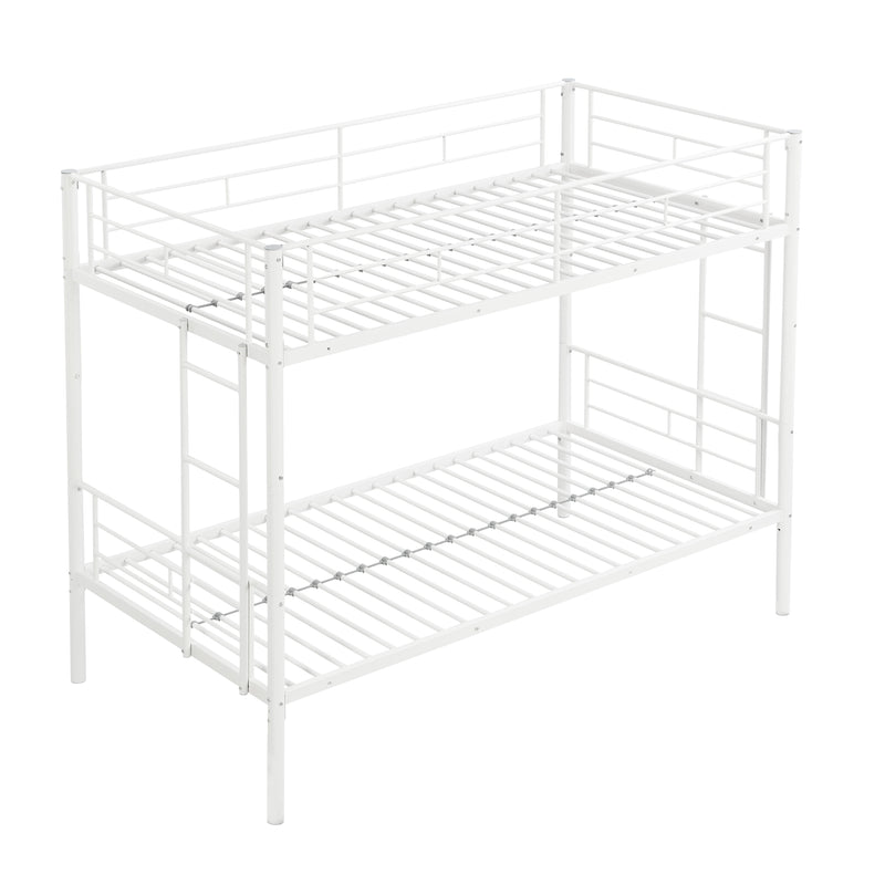 Twin Over Twin Metal Bunk Bed - White