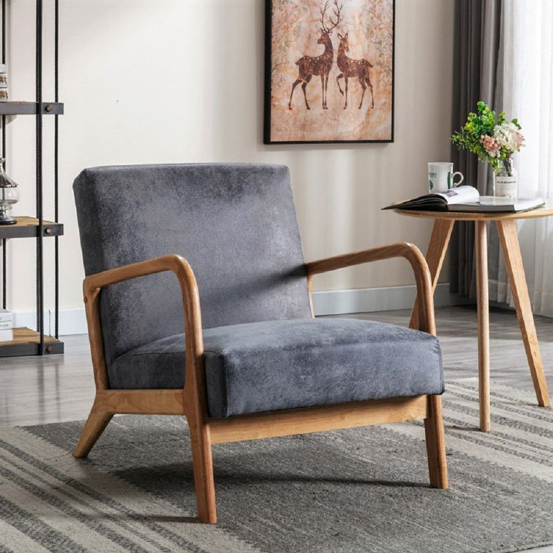 Classic Mid-Century Modern Accent Chairs, Open Framed Armchair With Cushioning