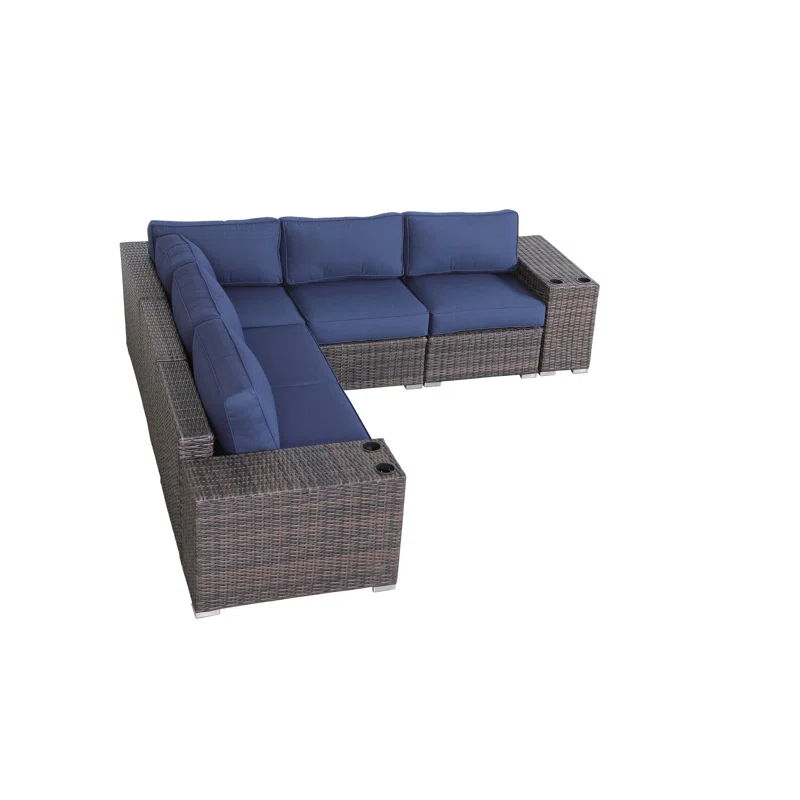 Rattan Sectional Sofa Set With Cushions