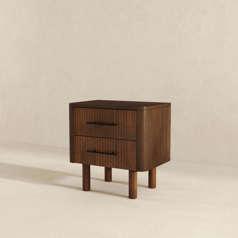 Logan - Mid-Century Modern Nightsd Bed Side Tables With 2 Drawers - Brown