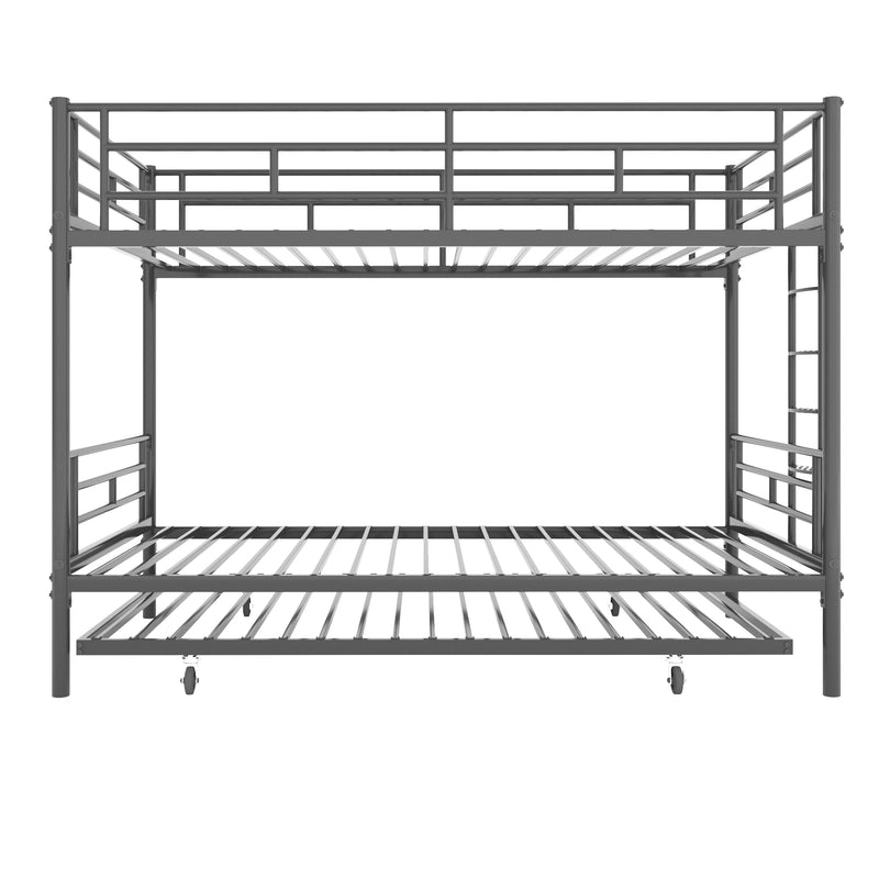 Bunk Bed Twin over Twin with Trundle Black,CPC Certified,No Box Spring Needed,Heavy Duty,Easy to assemble