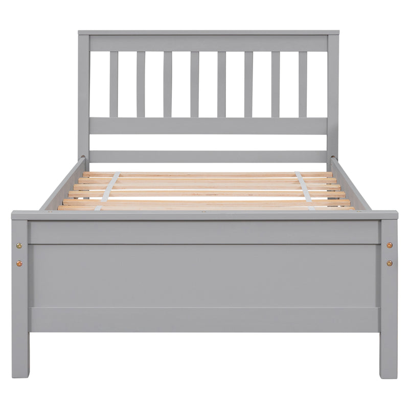 Twin Bed with Headboard and Footboard for Kids, Teens, Adults,with a Nightstand,Grey