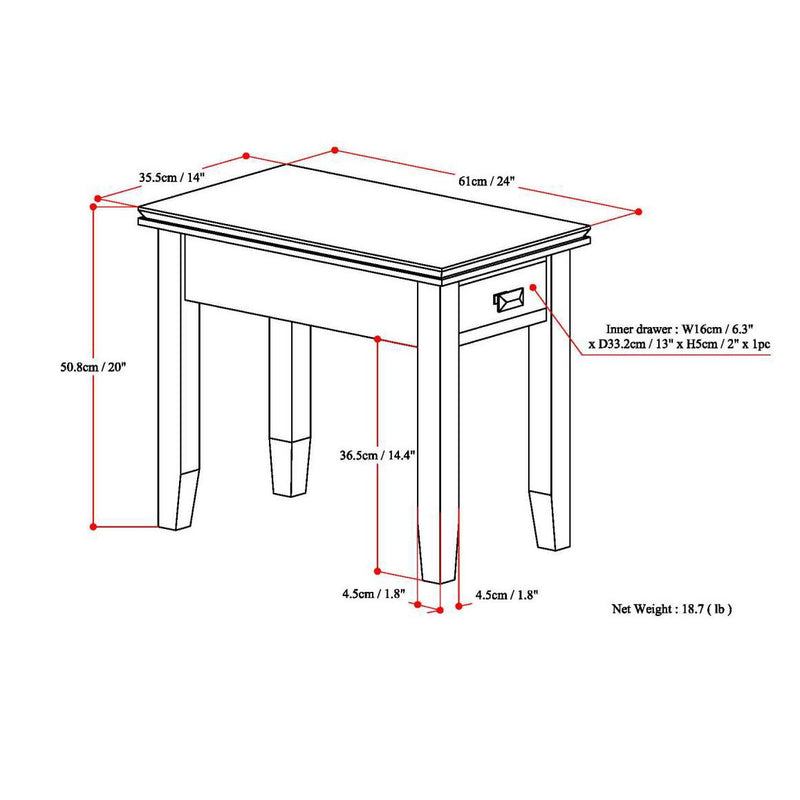 Artisan - Handcrafted Narrow Side Table