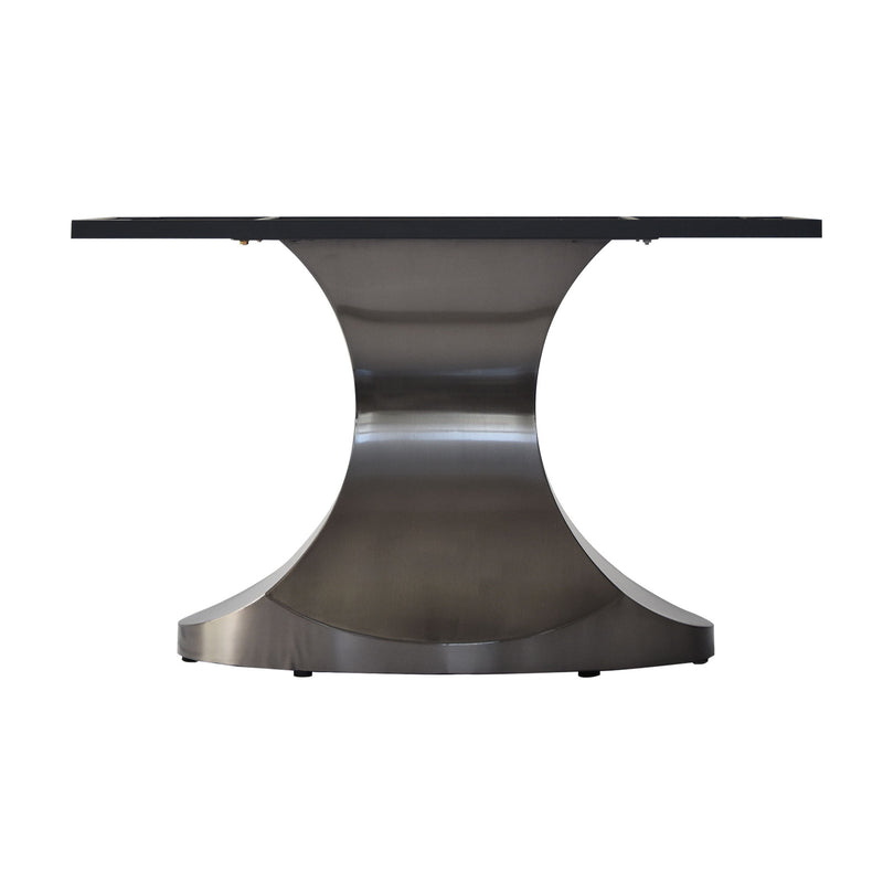 63" Modern Artificial Stone Panel Stainless Steel Curved Legs, Can Accommodate 6-8 People - Black / Gray