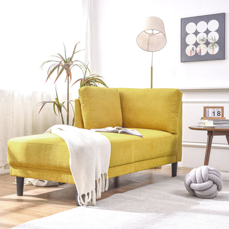 Mid-Century Modern Linen Corner Lounge Chair, Upholstered Indoor Chaise Lounge, Sleeper Sofa