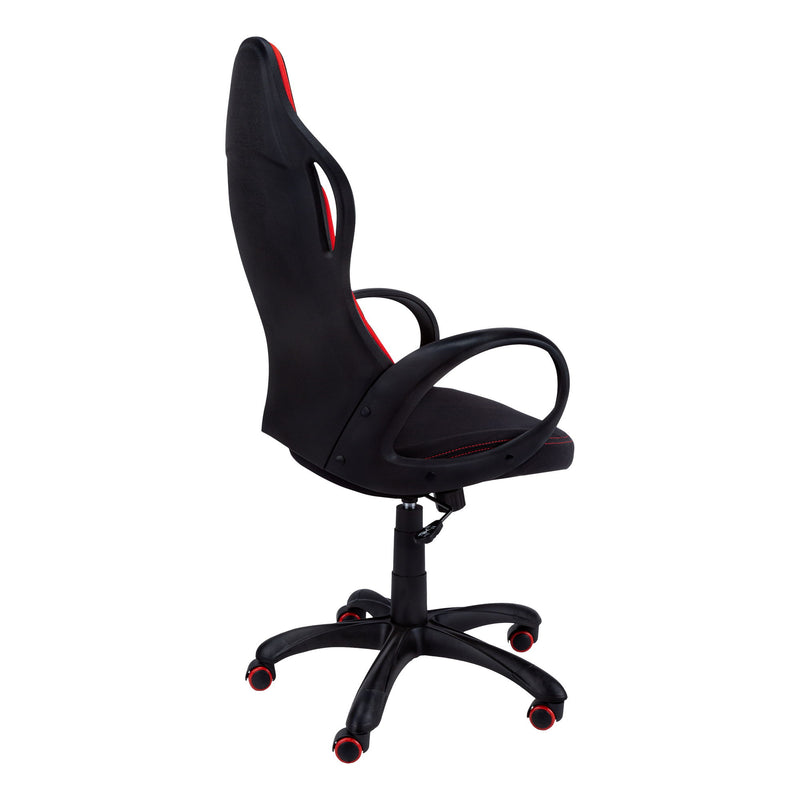 Office Chair, Gaming, Adjustable Height, Swivel, Ergonomic, Armrests, And Red, Contemporary & Modern - Black