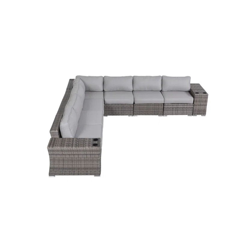 Rattan Sectional Sofa Set With Cushions