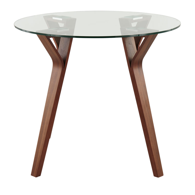 Folia - Mid-Century Modern Round Dinette Table - Walnut / Clear