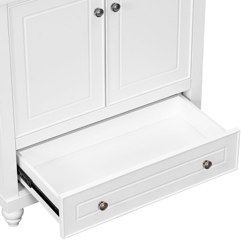 Bathroom Vanity Without Sink, Base Only, Cabinet With Doors And Drawer, Solid Frame And MDF Board - White