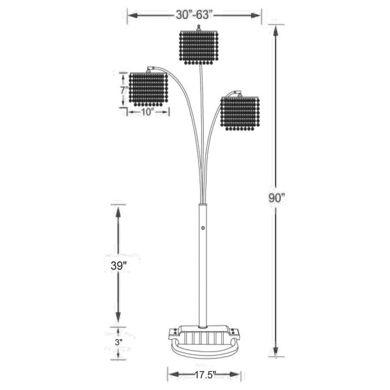 Miriam - Hanging Crystal Arc Floor Lamp - Chrome - Atlantic Fine Furniture Inc