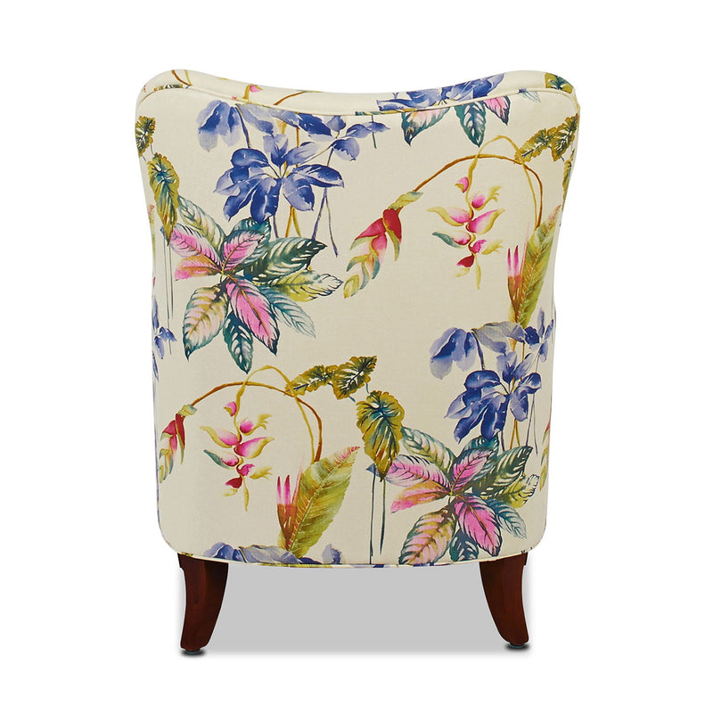 Paradise - Upholstered Arm Chair Floral Printed On Cotton - Off-White