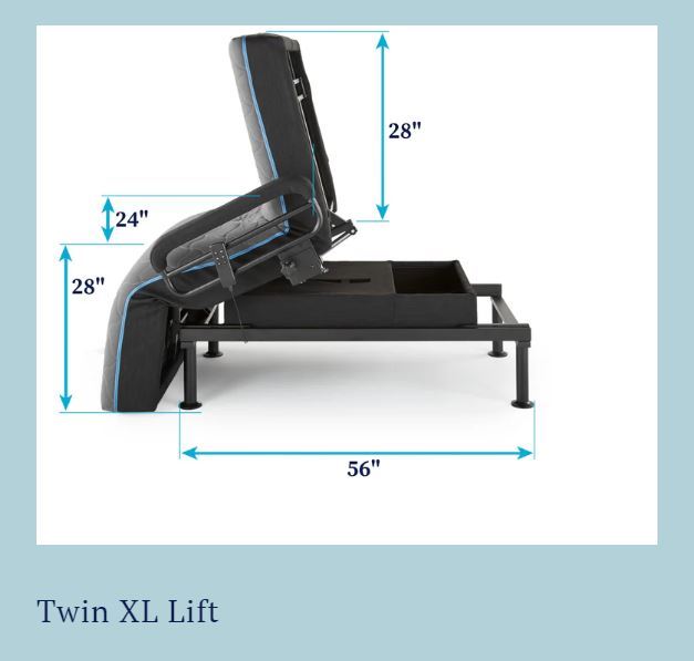 Adjustable Sleep To Stand Bed With Convenient Lift Assist Txl - Blue