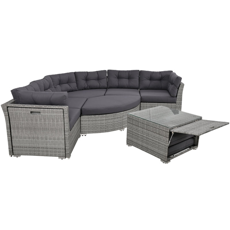 Patio Furniture Set Outdoor Furniture Daybed Rattan Sectional Furniture Set Patio Seating Group With Cushions And Center Table For Patio, Lawn, Backyard, Pool - Gray