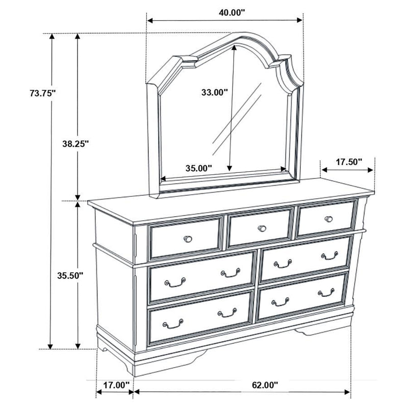 Manchester - 7-Drawer Dresser With Mirror - Wheat Brown