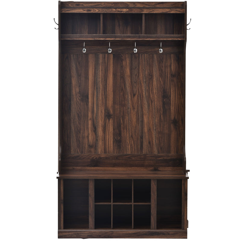 Hall Tree With 6 Hooks, Coat Hanger, Entryway Bench, Storage Bench, 3 In 1 Design, For Entrance, Hallway