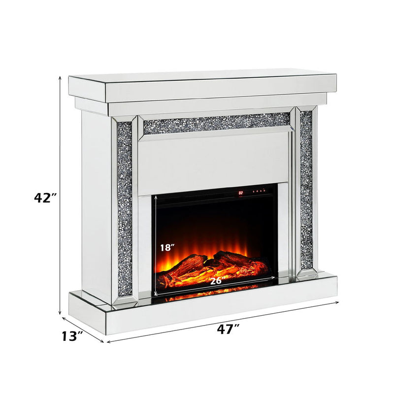 Noralie - Fireplace - Mirrored & Faux Diamonds - 42" - Atlantic Fine Furniture Inc